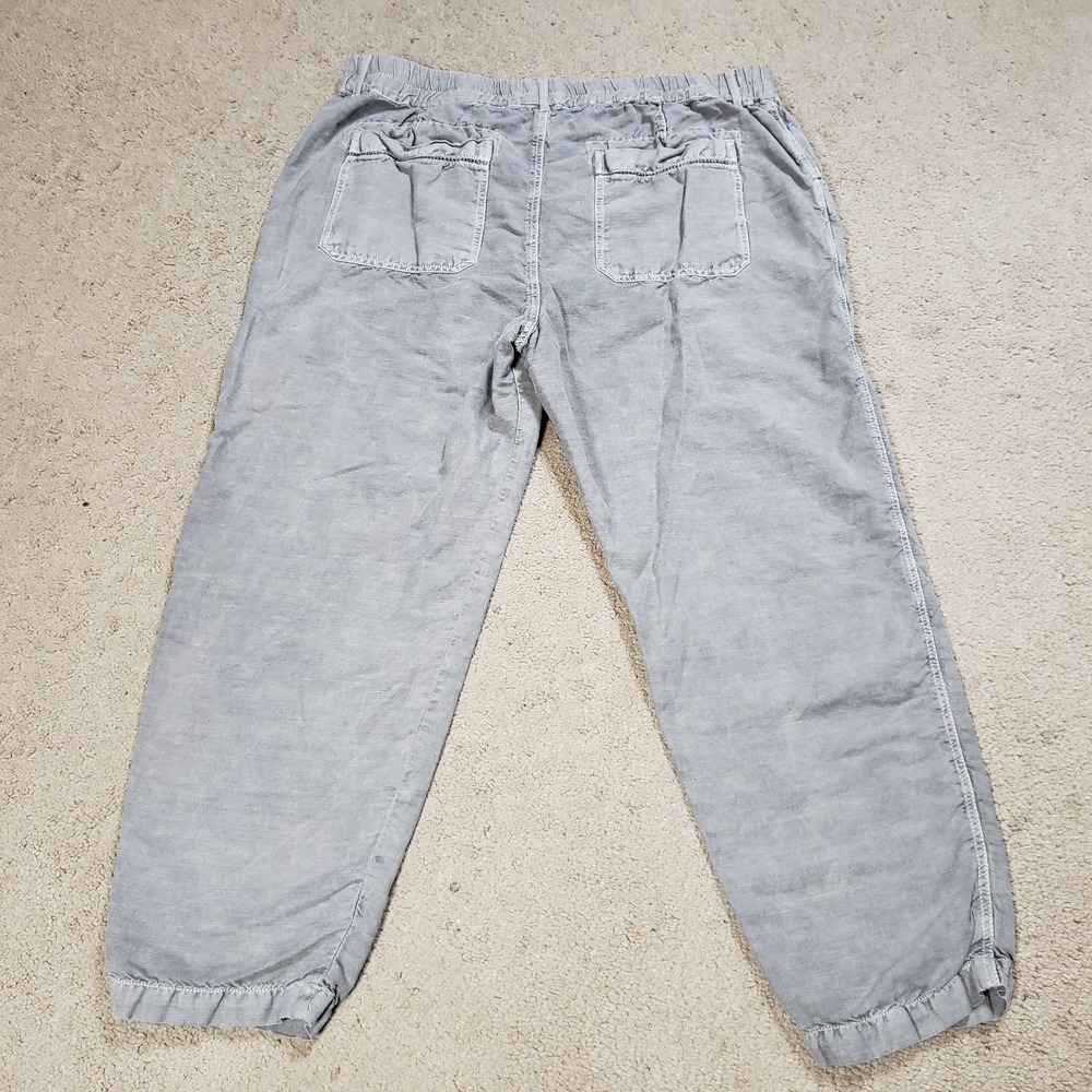 Sundance Linen Blend Pants 16 Gray Button Fly Crop Square Pockets Boho Festival - Picture 3 of 9